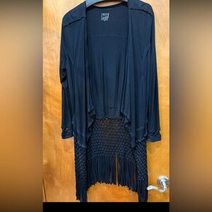 Casual studio small Black Fringe Open Cardigan Sweater